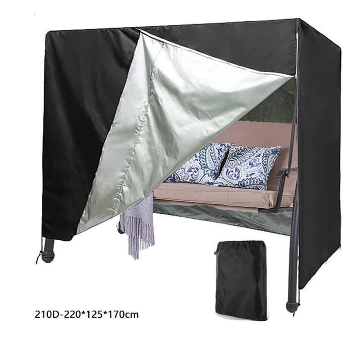 Housse de Protection pour Balancelle de Jardin 3 Places 210D Oxford Imperméable Bâche de Balancelle 220 x 170 x 125cm Label