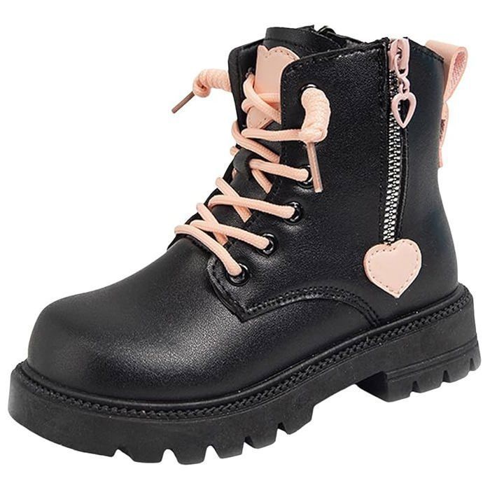 Bottines Enfant Plates MASOCIO - Taille 21 à 29 EU, Semelle Antidérapante, Fermeture Zip Latérale, PU Souple