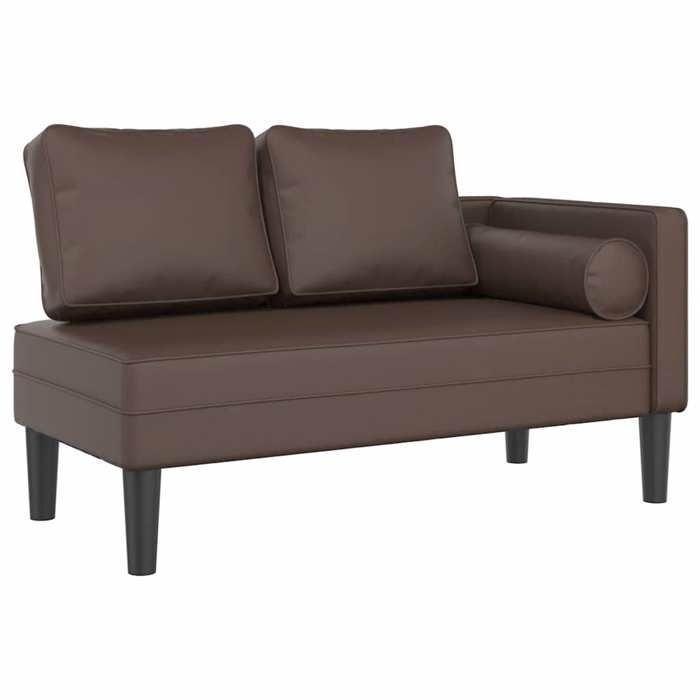 CHEZ JILI* Chaise longue - RUIGOU - Fauteuil long de repos avec coussins marron similicuir Août740724