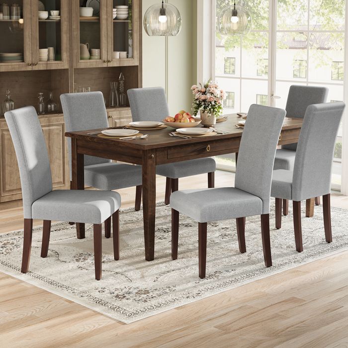 Chaises de Salle à Manger - VASAGLE - Lot de 6 - Dossier Haut - Assise Épaisse - 58x48x100 cm - Gris Chaises de Salle à Manger - VASAGLE - Lot de 6 - Dossier Haut - Assise Épaisse - 58x48x100 cm - Gris