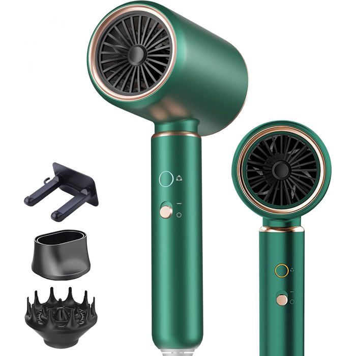 Sèche-cheveux Professionnel Ionique 2200W (4000W Max) – 3 Températures, 2 Vitesses + Accessoires