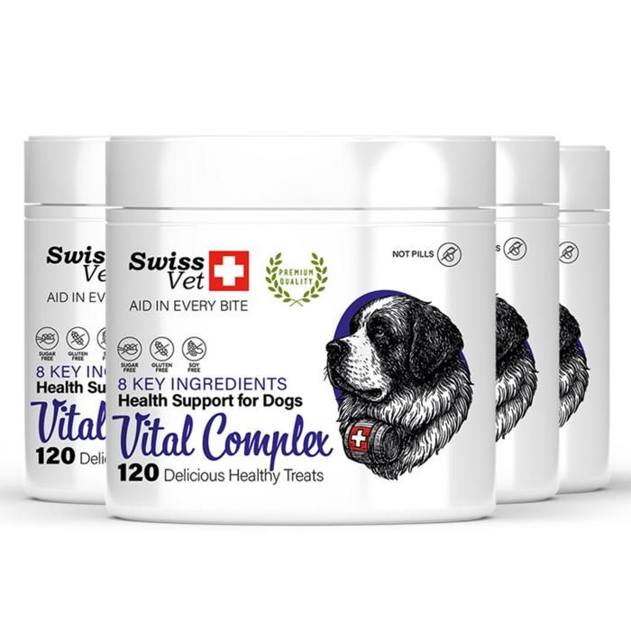 Complément Alimentaire pour Chien - SwissVet - Immunité & énergie au quotidien - 4x120 Bouchées Naturelles Complément Alimentaire pour Chien - SwissVet - Immunité & énergie au quotidien - 4x120 Bouchées Naturelles
