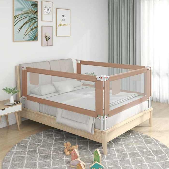 Barrière de sécurité de lit - vidaXL - Taupe - 190x25 cm - Tissu polyester - Réglable