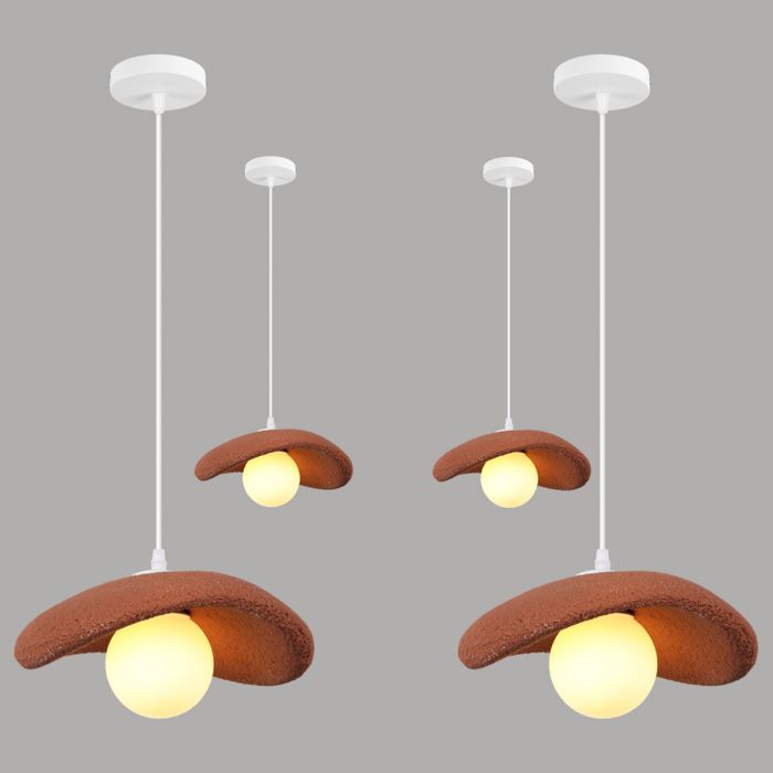 iDEGU 4pcs Lampe Suspension Vintage 20cm Lustre Industriel Abat-jour en Ciment Retro Orange G9 LED Lampe de Plafond Lumière chaude