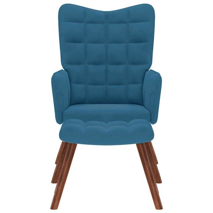 Bestseller Chaise/Fauteuil de relaxation - BURKE - 110 kg par siège - avec tabouret - Bleu Velours FF986
