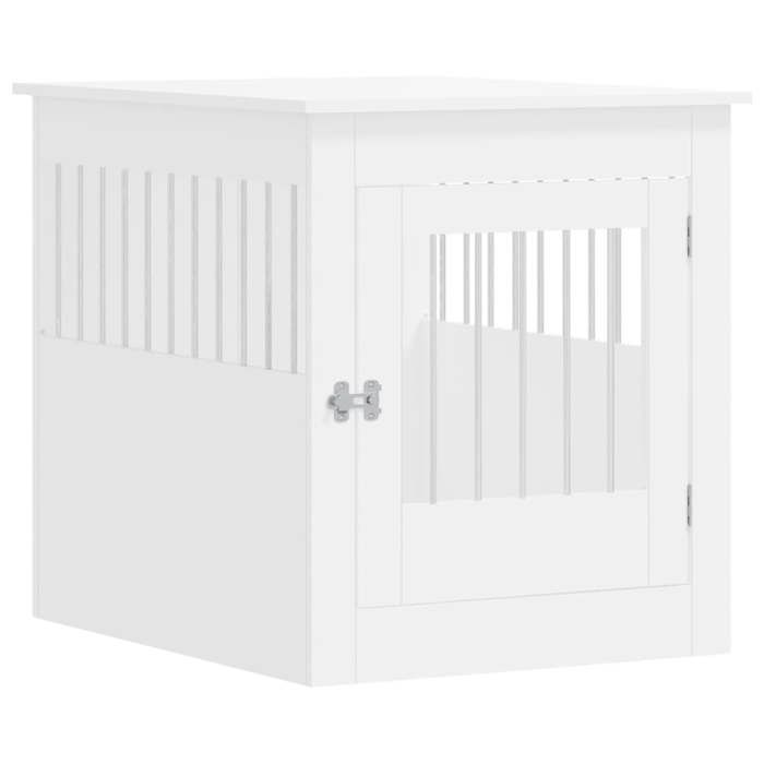“Winter SaleTOP niche pour chien polyvalente jouerr Blanc - Meuble de cage pour chiens blanc 645x80x71cm - bois dingénierie PRO81