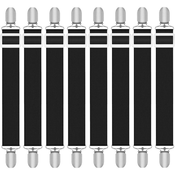 8 tendeurs drap housse réglables (30-130 cm) - Noir - Pour lit canapé matelas