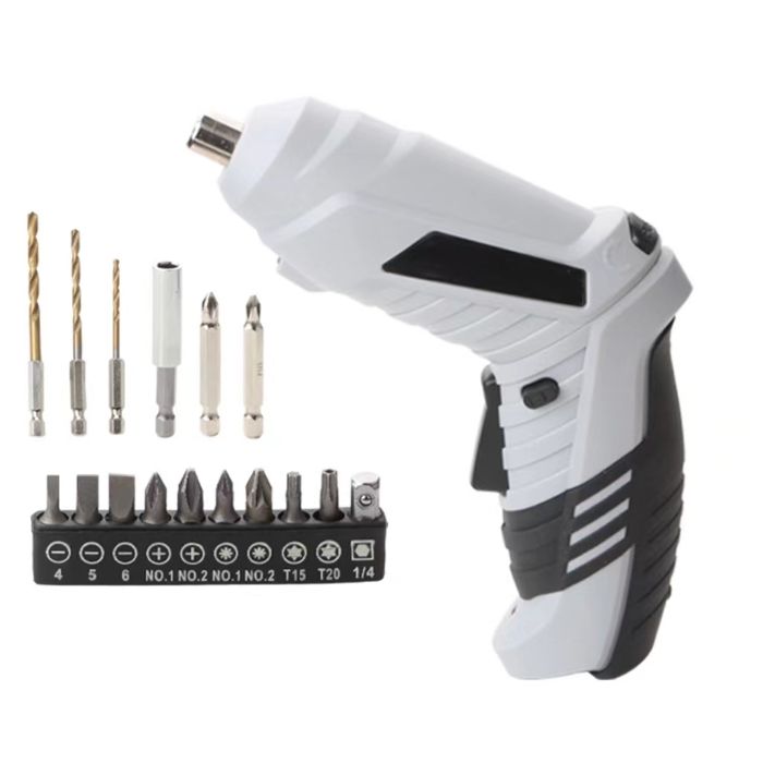 Perceuse Visseuse Sans Fil Visseuse Devisseuse 600mAh 3.6V + 16 Accessoires 2 Sens Rotation + Lampe LED Câble Charge USB