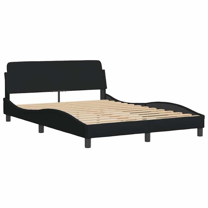 ShieldPro®Cadre de lit(1 PCS) avec tête de lit - Meuble de chambre - SHELL - 2 Personnes - Dover noir 140 x 200cm tissu