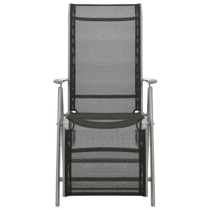 Chaise inclinable 1 PLACE Noir - Hauteur réglable - SHIELDPRO®NEUF Chaises de jardin lot de 2 Textilène et aluminium Argenté 585x69