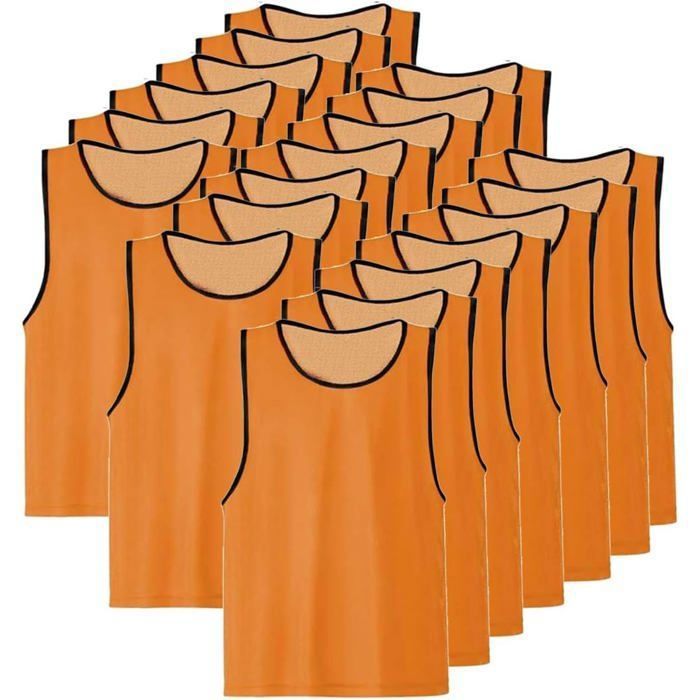 Lot de 20 Chasuble ajourée simple de taille Small gilet dentrainement couleur Orange Lot de 20 Chasuble ajourée simple de taille Small gilet dentrainement couleur Orange