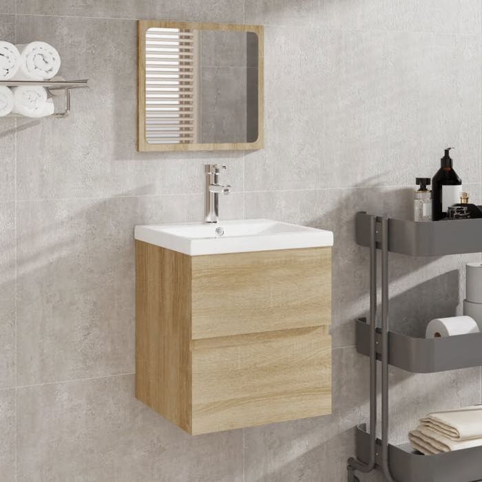 Joli & Fonctionnel - Armoire lavabo de salle de bain - Support Lavabo - bassin et miroir Chêne sonoma kda4698119