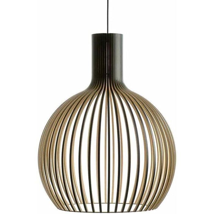 Nordic Classical Round Globe Basket Pendant Light Large Bamboo Hanging Lamp Lustre Tissé Pendentif de Plafond Côtier Bohème 35cm