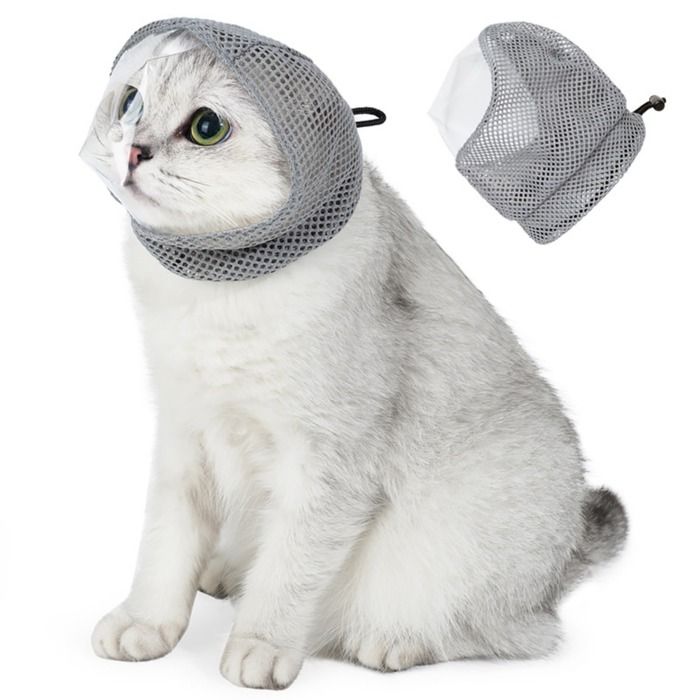 INF Muselière Anti-Morsure Respirante pour Chat : Aventures Extérieures Sécurisées - Gris Tailles S/M S
