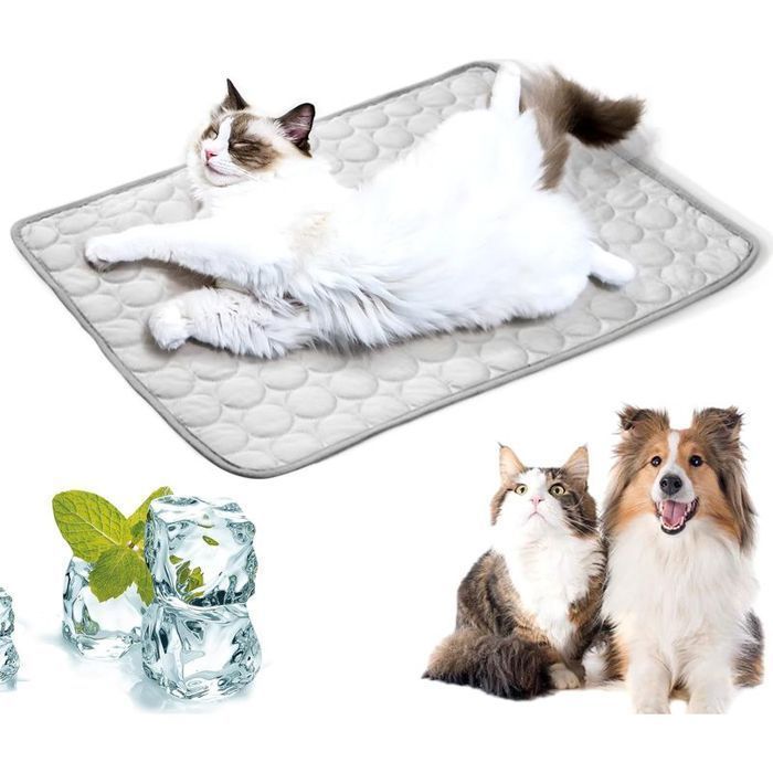 Tapis rafraîchissant 70x55 cm pour chiens et chats – idéal canapé ou sol (gris)