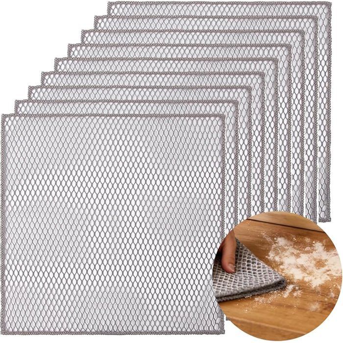 10 Pièces Filet de Lavage Vaisselle Chiffon Microfibre Nettoyage Multifonctions pour Pâte Anti-Rayures Lavette EPONGE