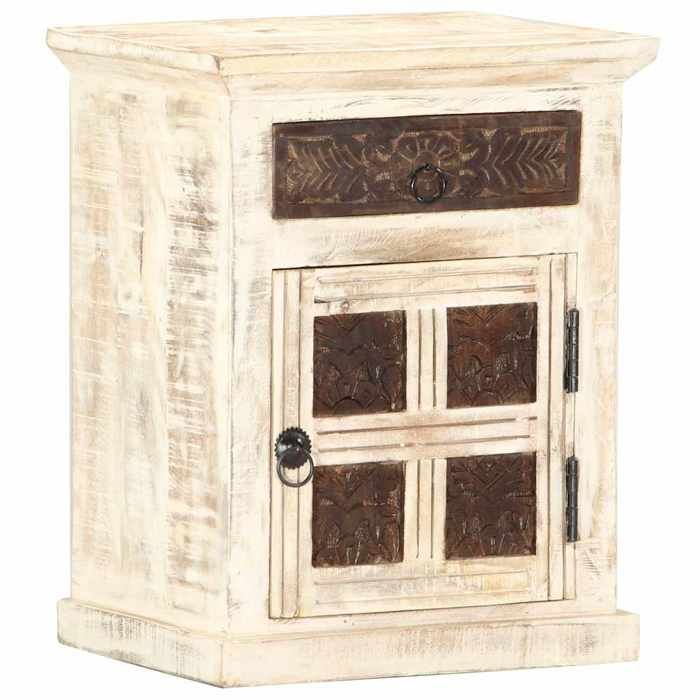 Maison Exclusive - Table de chevet Blanc 40 x 30 x 50 cm Bois de manguier massif