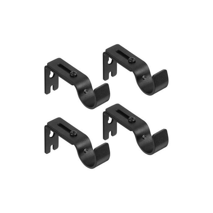 Support tringle rideau 4 pièces réglable 88x113 cm pour barre 25 mm – Noir