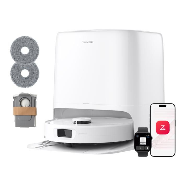 Roborock Qrevo 2 Pro Set Robot Aspirateur Laveur Détachement Auto Serpillières Tapis Brosse Réversible Anti-Emmêlement 25000Pa Blanc - vue 2
