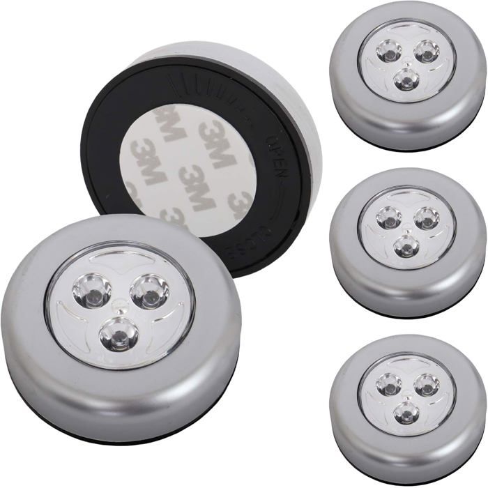 Leuchten - Lot de 5 spots LED autocollants - éclairage s fil pour meubles - placs etc. - à piles - fonction on/off LAMPE A POSER