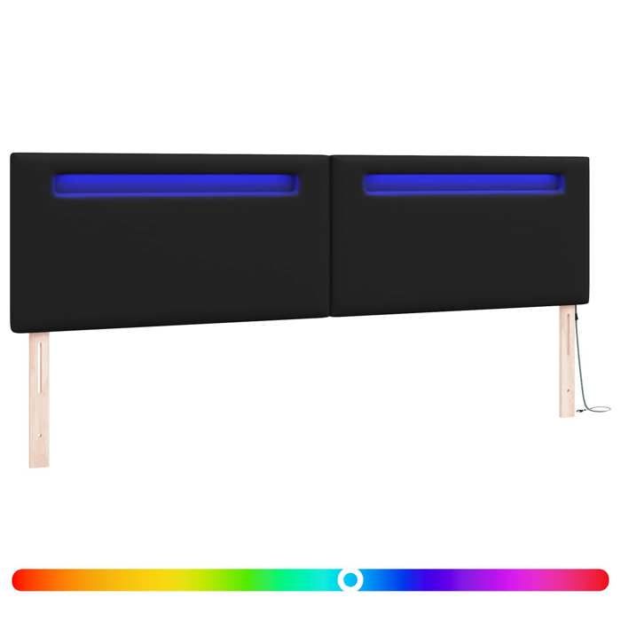 Tête de Lit LED Noir 200 x 5 x 98 cm en mousse avec hauteur réglable et rembourrage confortable pour Chambre 617142