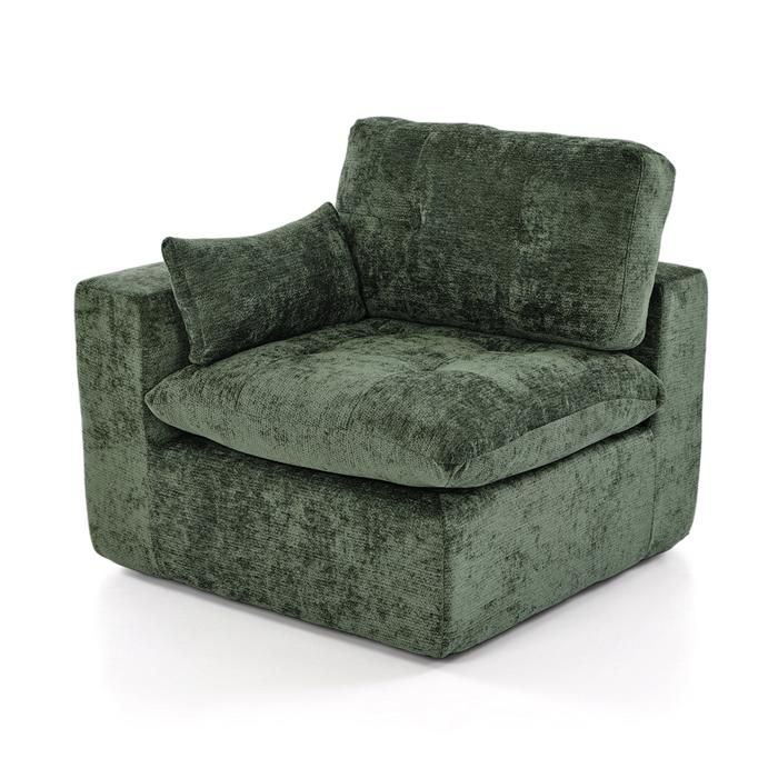GOEURVANT Canapé Modulaire Chenille Vert Sans Assemblage Ressorts Ensachés Confortable Moderne Salon Module dAngle 1 Place