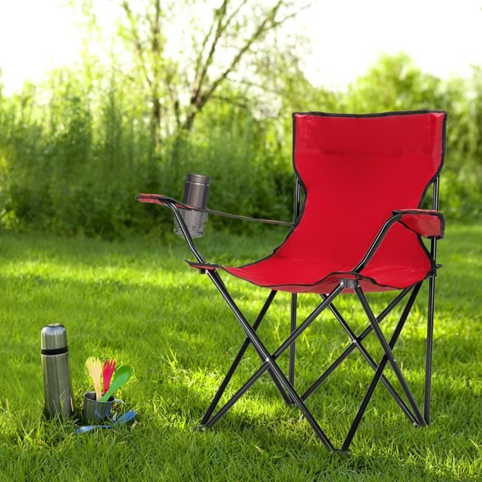chaise fauteuil extérieur pliable inclinable confort jardin camping voyage acier 50 x 50 x 80cm(l x w x h)