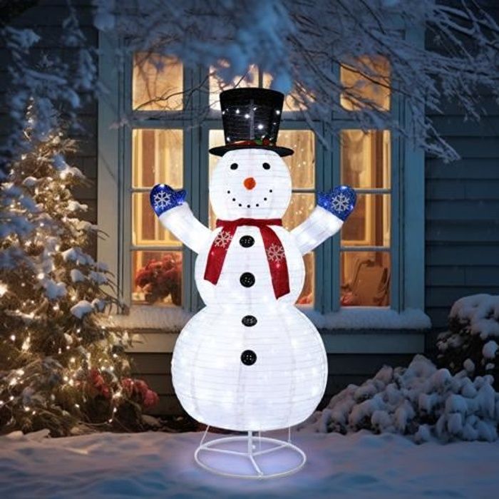 Bonhomme de neige lumineux de 180 cm, décoration de Noël avec 200 lumières  LED, chapeau, écharpe – Jardin, terrasse et intérieur - Cdiscount Maison