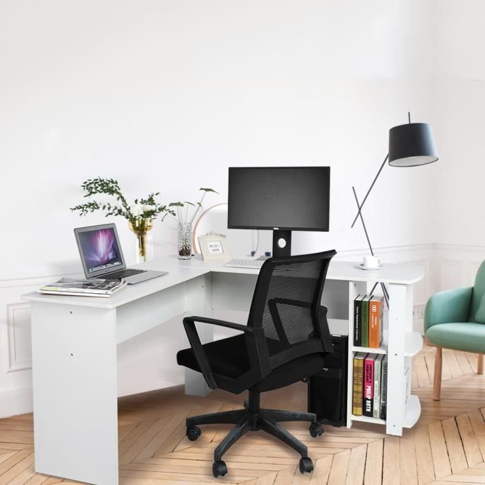 Bureau D Ordinateur En Forme De L Meuble Bureau Informatique Angle Avec Rangement Pour Bureau De Coin Achat Vente Bureau Ordinateur De Bureau En Bois Cdiscount