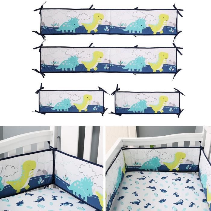 Tour De Lit Bébé Maille 3D Respirant - Protection Berceau 340x30cm + 160x30cm | Avec Bavoir Cadeau