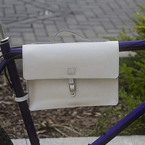 london craftwork classique cadre sac cartable pour vélo bicyclette cuir véritable blanc vélo sac satch-wh