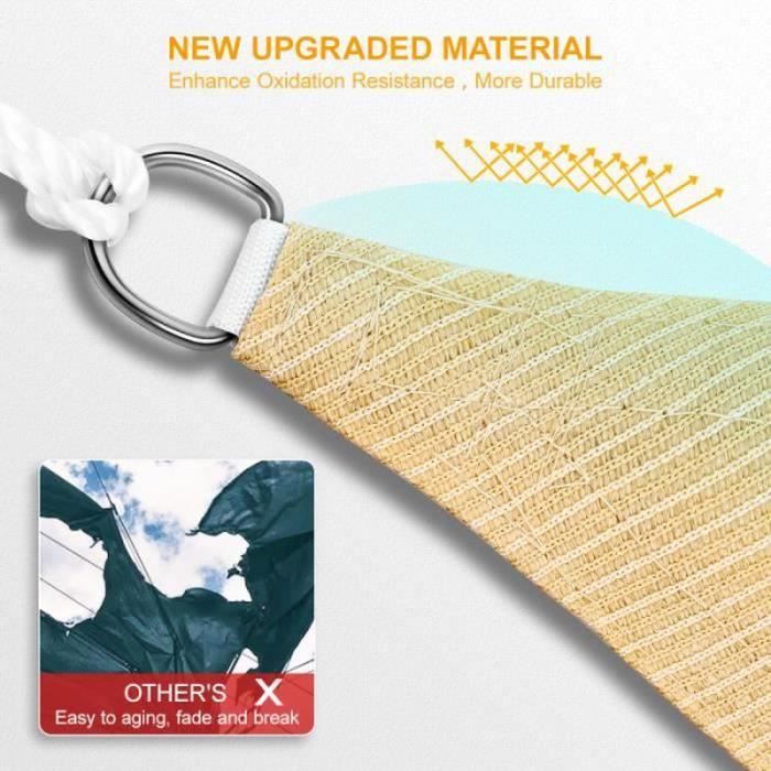 Voile D'ombrage En Térylène - 2 X 3 M - Rectangulaire - Avec Cordes De Fixation - Imperméable Et