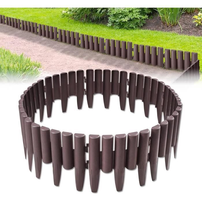 Lot De 40 Bordures De Pelouse En Plastique Imitation Bois – 11,2 M, Marron Naturel, Faciles à Poser