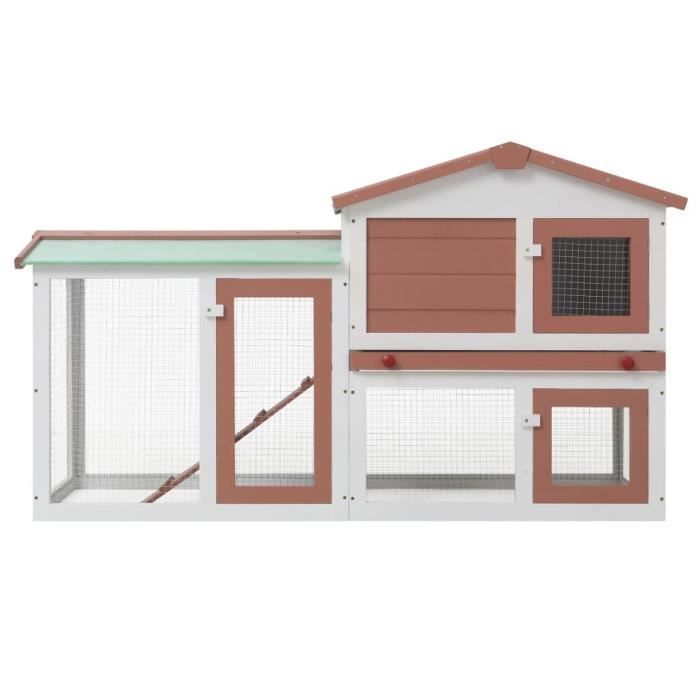 Clapier - KAI - 145x45x85 cm - Bois de sapin - Toit anti-UV - Echelle antidérapante