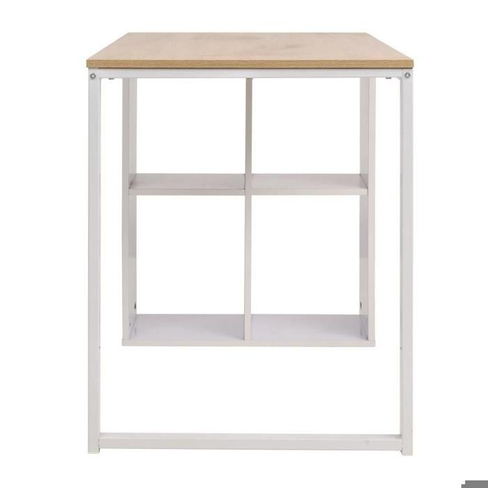 Bureau table meuble travail informatiqued ecriture 120 x 60 x 75 cm chene et blanc