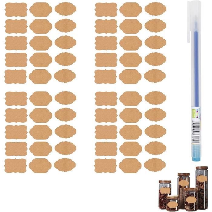 300 étiquettes Autocollantes Kraft Inscriptibles - Pour Confitures, Cadeaux, Mariage, Cuisine - 3