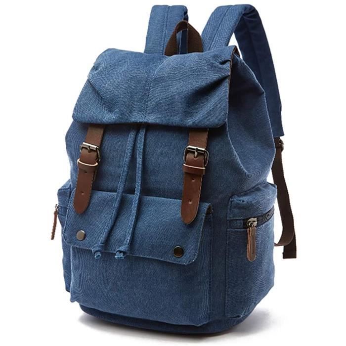 Sac Randonnee Retro Sac à Dos - Vintage - Grande capacité - Toile de coton - Unisexe ...