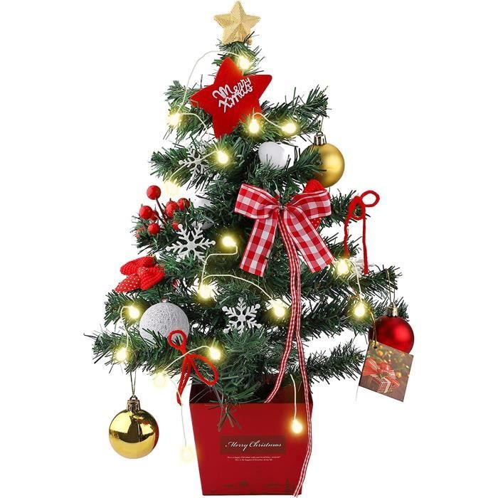 Sapin de Noël Artificiel avec Lumineux LED 50cm Mini Sapin de Noël