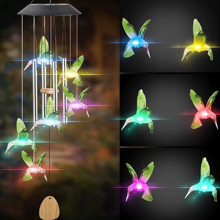 Carillon éolien Solaire En Forme De Cœur - Lumière LED Automatique, 75 Cm, Pour Jardin, Terrasse, Décoration