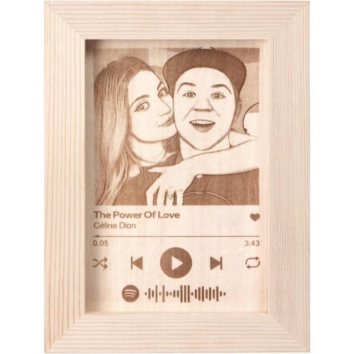 Cadre photo Spotify en bois avec gravure personnalisée « Spotify » 17,8 x  12,7 cm - Cadeau personnalisé pour meilleur ami Spot[857] - Cdiscount Maison