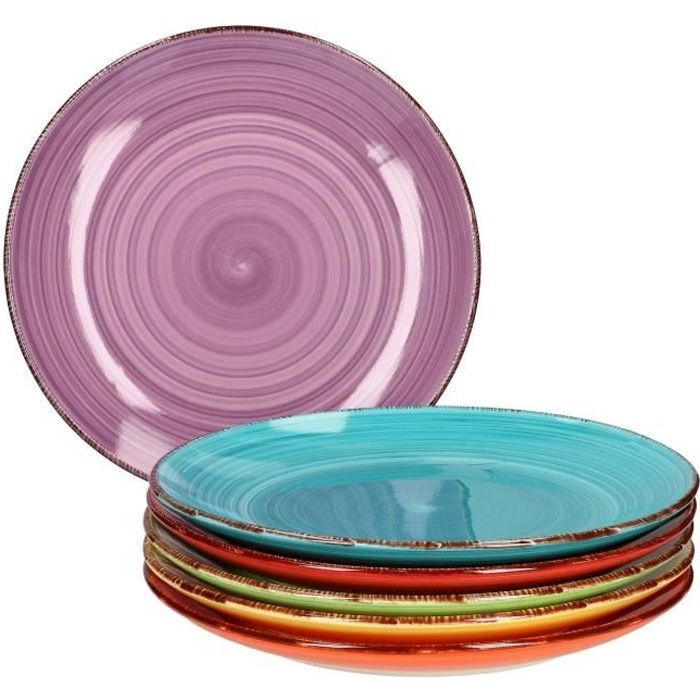 6 pièces Assiette plate Uni colorée I Assiette plate I Assiette plate I Assiette de service ronde I Accessoires de table I