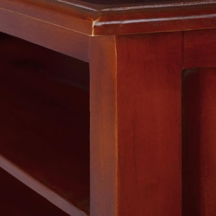 meuble tv d'angle en bois d'acajou massif - zoe - magnifique - marron - compact et multifonctionnel