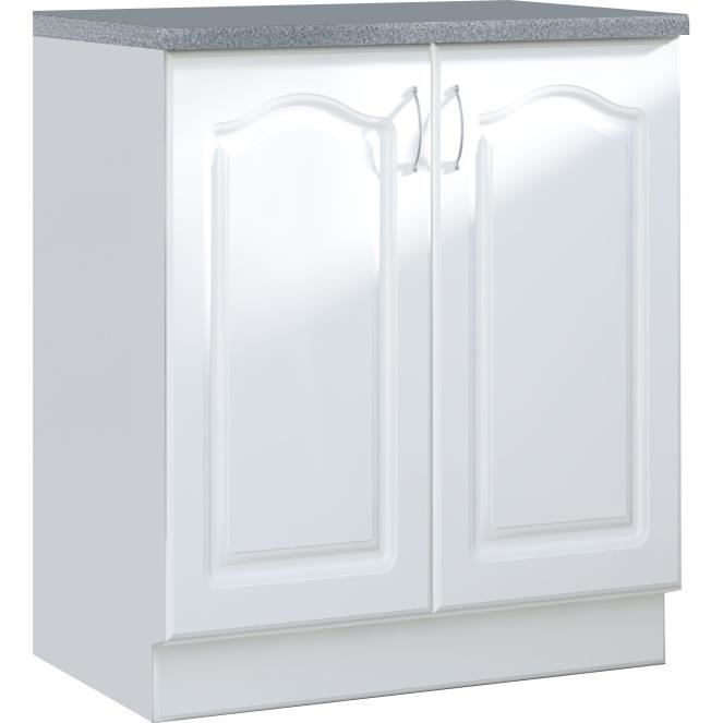 Meuble Bas De Cuisine Style Contemporain 80 Cm Avec 2 Portes Coloris Blanc Achat Vente Elements Bas Meuble Bas De Cuisine Style Cdiscount
