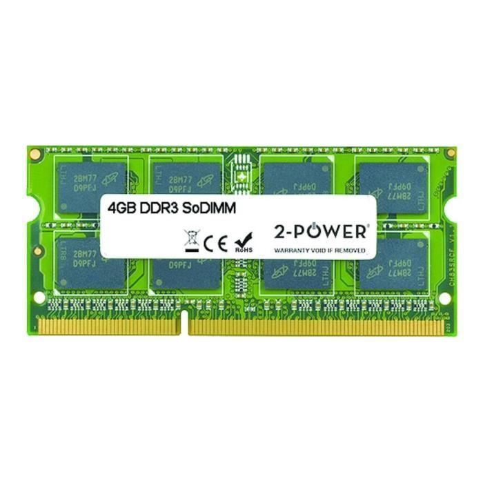 Top achat Memoire PC 2-Power DDR3 4 Go SO DIMM 204 broches 1066 MHz - PC3-8500 CL7 mémoire sans tampon non ECC pas cher