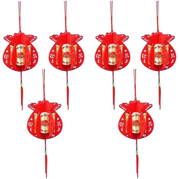 Flikool Rouge Lanterne Chinoise Decoration Pendentif Ornements Pour Le Mariage, Nouvel An, Fete Du Printemps, En Plein Air, Jardin, Arbre, Etc - Pack