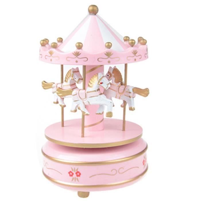 Boite A Musique Manege Chevaux Musical Bois Carrousel Boite A Musique Jouet Jeu Pr Enfant Bebe Rose Et Blanc Cdiscount Jeux Jouets