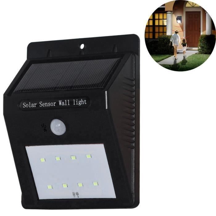 Applique Solaire Extérieure 8 LEDs Lampe Solaire Eclairage Mural