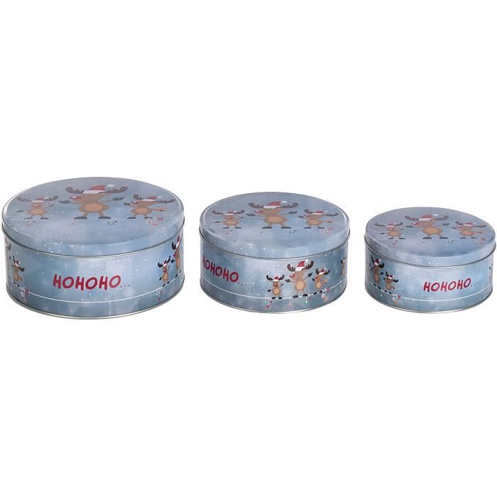 Brandsseller Lot De 3 Boîtes à Biscuits En Métal – Boîtes Rondes