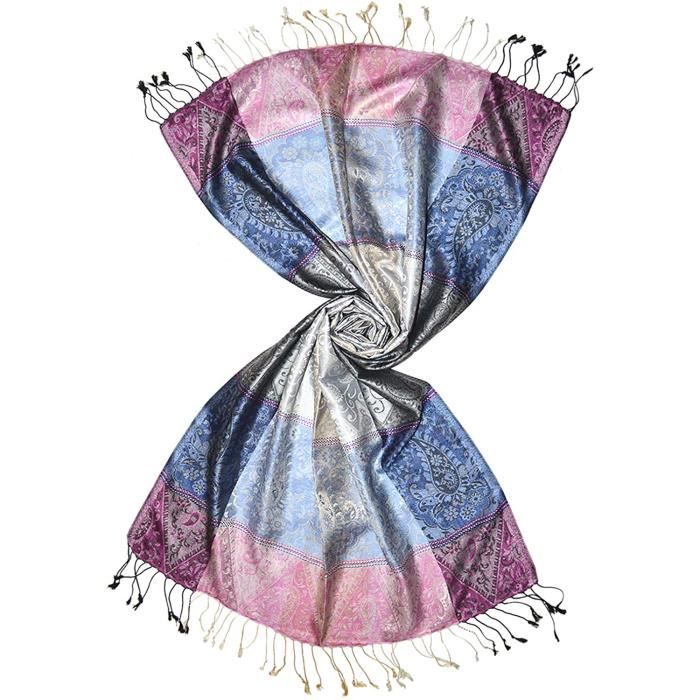 LORENZO CANA Imprimé Cachemire Pashmina Femme bleu