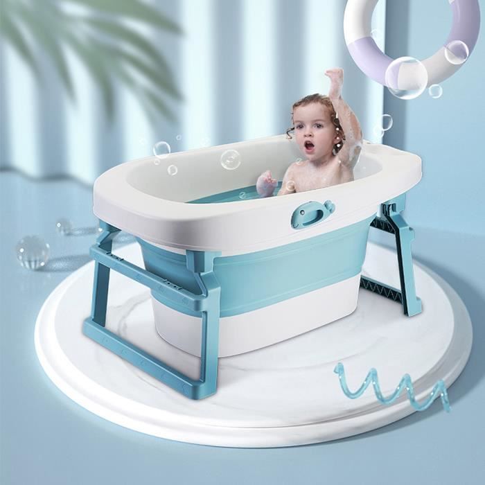 Baignoire Pliable Bébé Enfant 3 en 1 - YIS - Bleu - Alarme de température intelligente